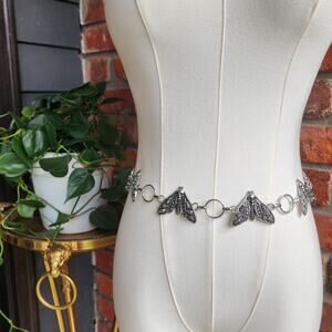 Gothic y2k moth chain belt